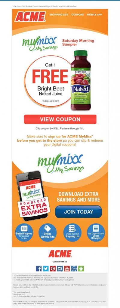 Supermarket email inspiration- ACME