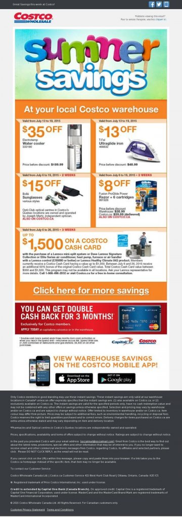 Supermarket email inspiration- Costco