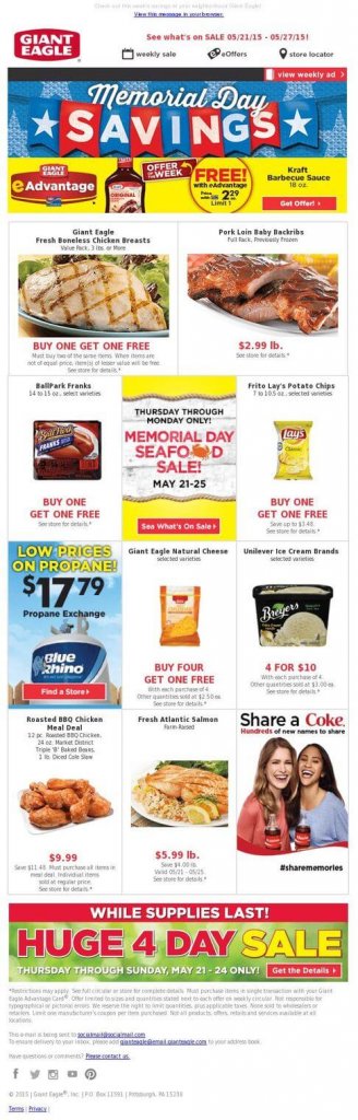 Supermarket email inspiration- Giant Eagle