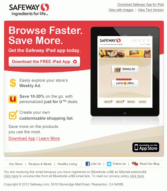 Supermarket email inspiration- Safeway