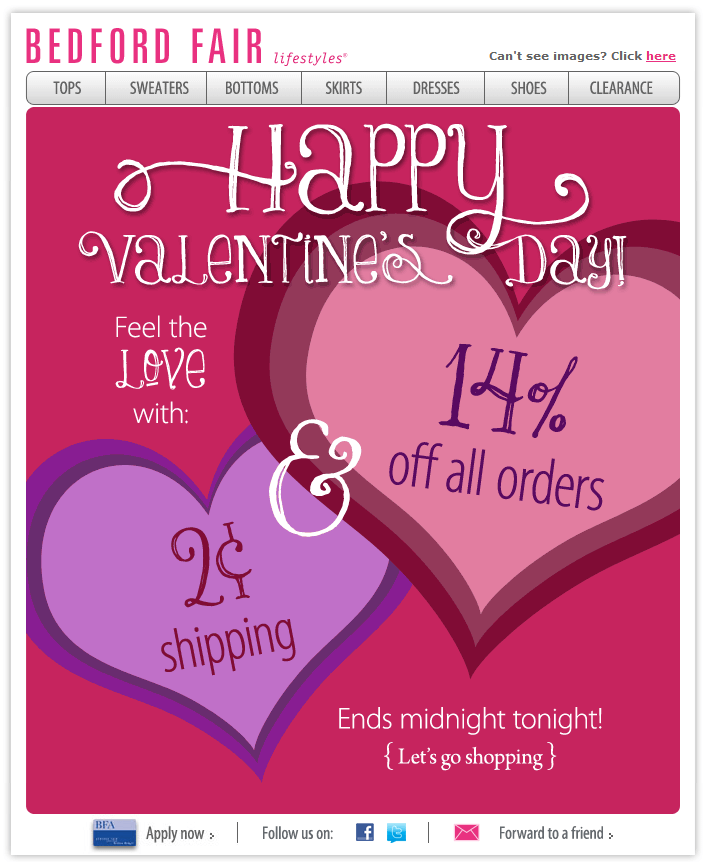 bedford valentine day email