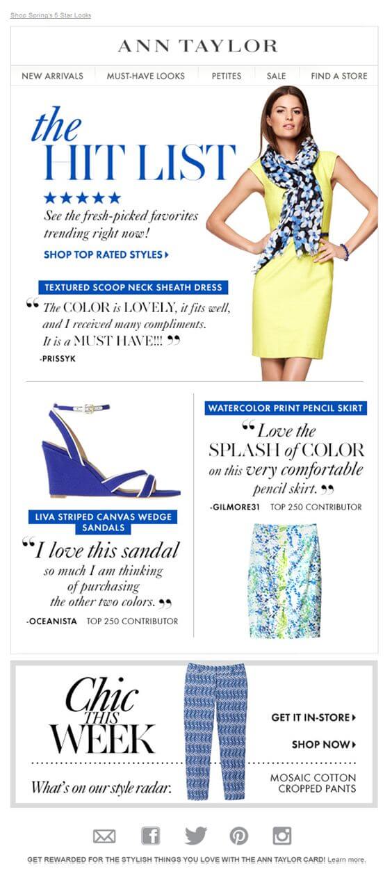 Email design examples- Ann Taylor