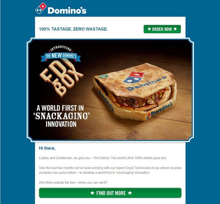 Dominos-april fools day email example