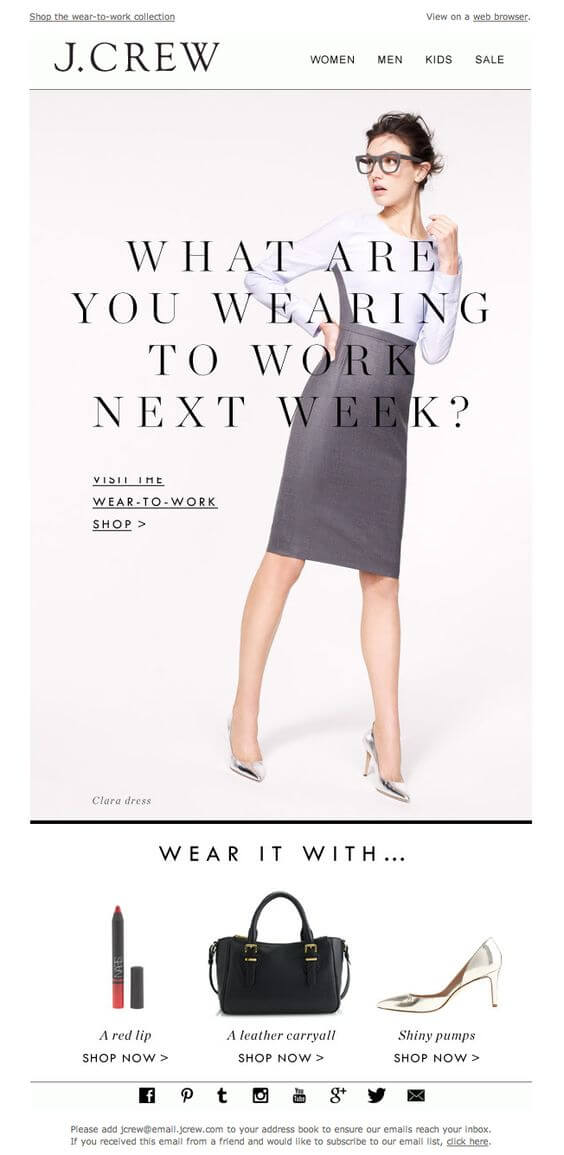 Email design examples- J. crew