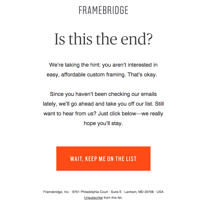  list-clean email from Framebridge
