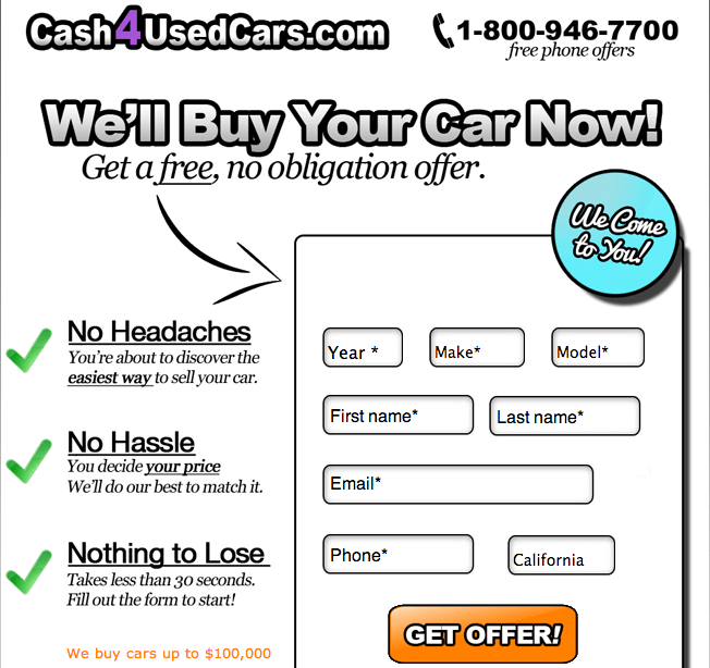 Cash4usedcars.com New Form