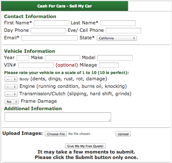 Cash4usedcars.com Old Form