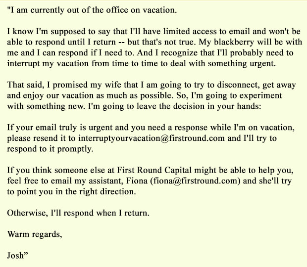 out of office email examples