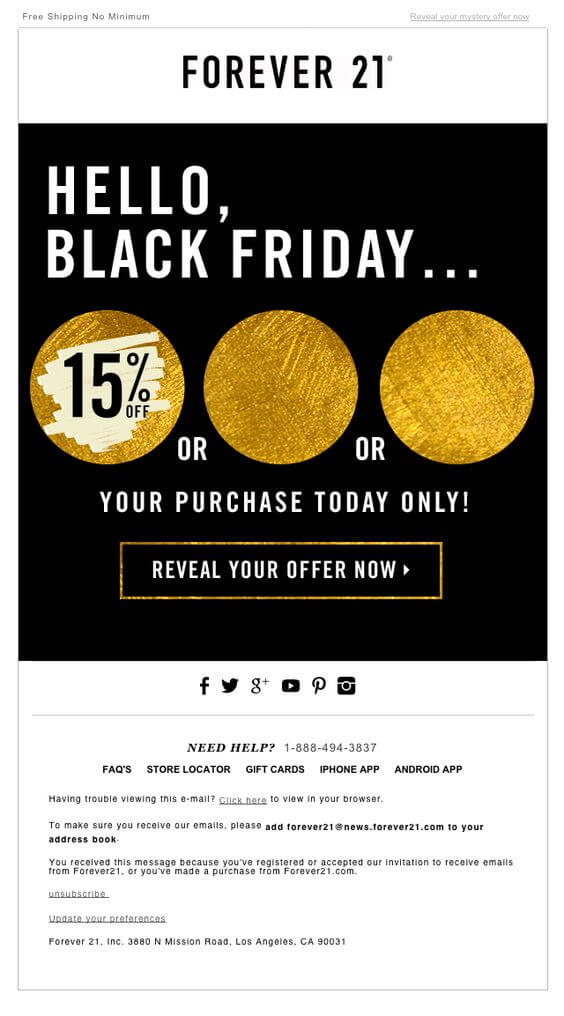 Holiday Email Templates (Black Friday) - FOREVER 21