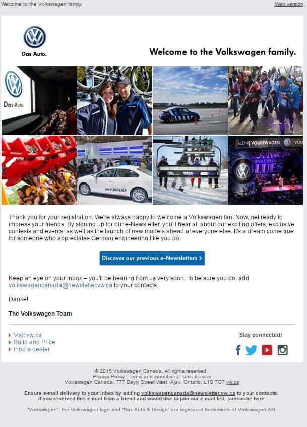 Volkswagen email template example