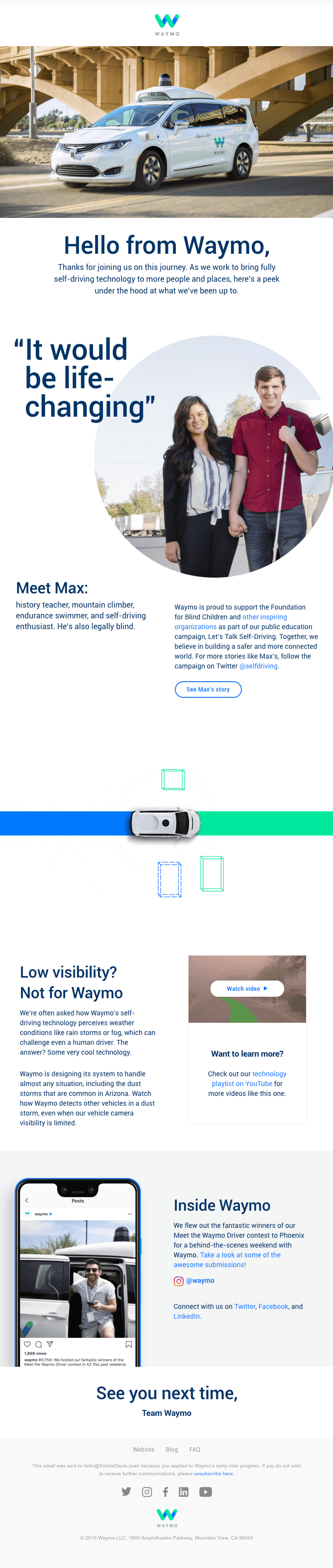 Waymo Email template Example