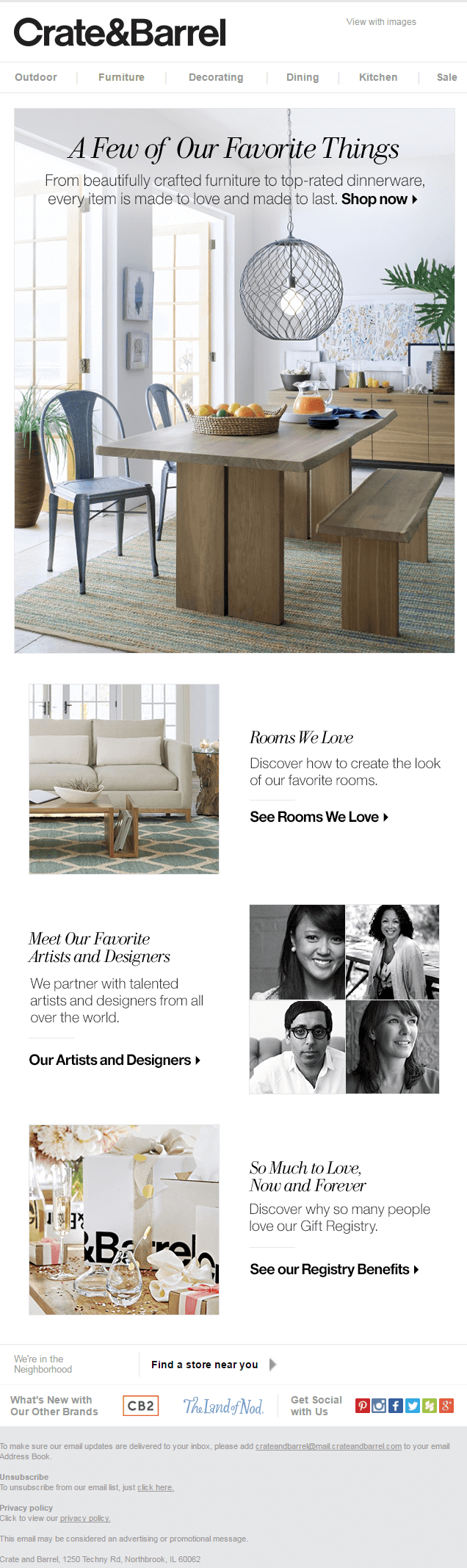 Crate & Barrel Email Example