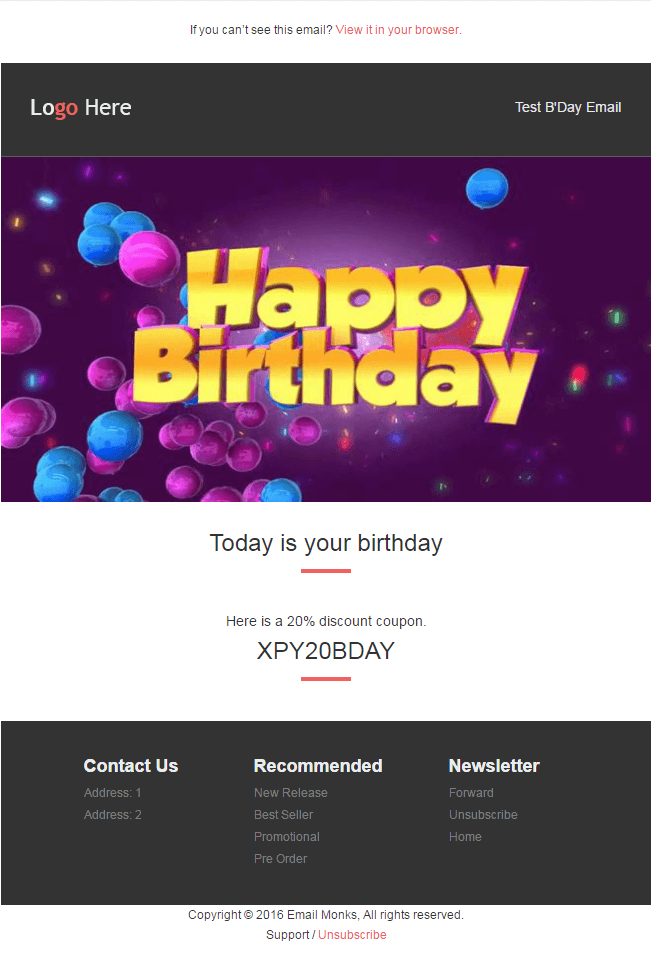 Email HTML Templates - B'day