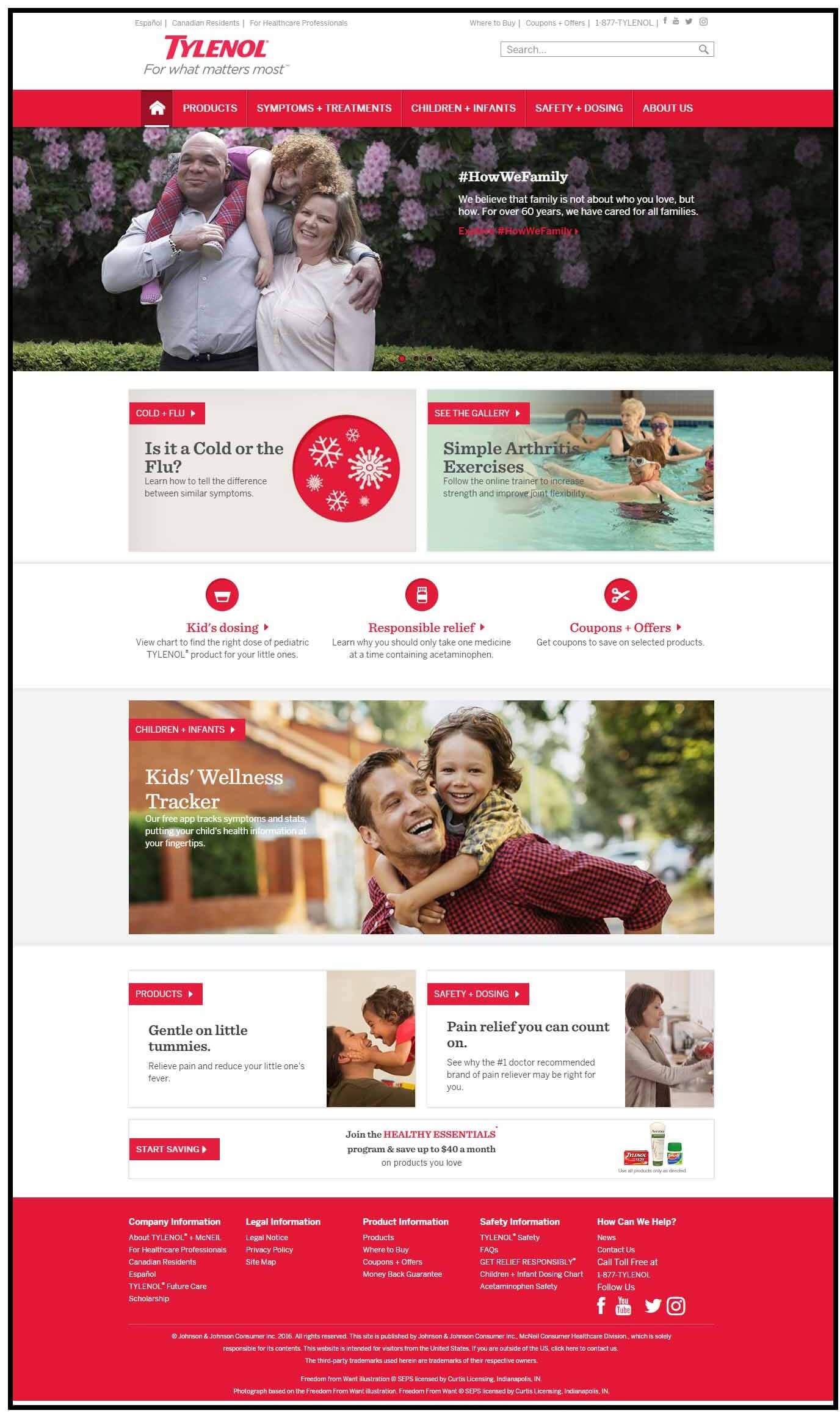 Tylenol landing page sample