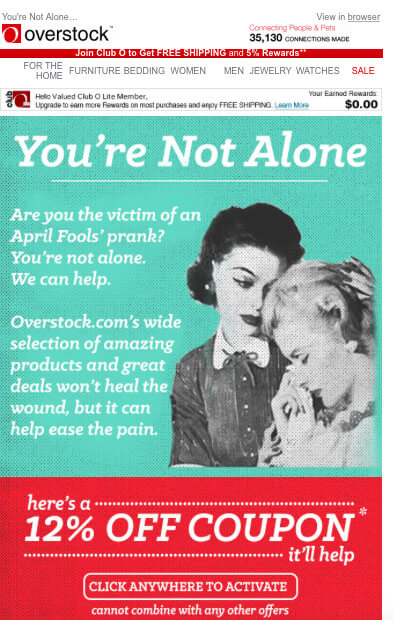 Overstock-april fools day email sample