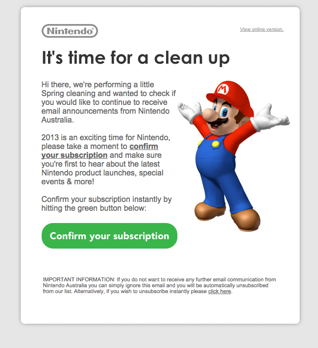 Email list cleaning example-Nintendo