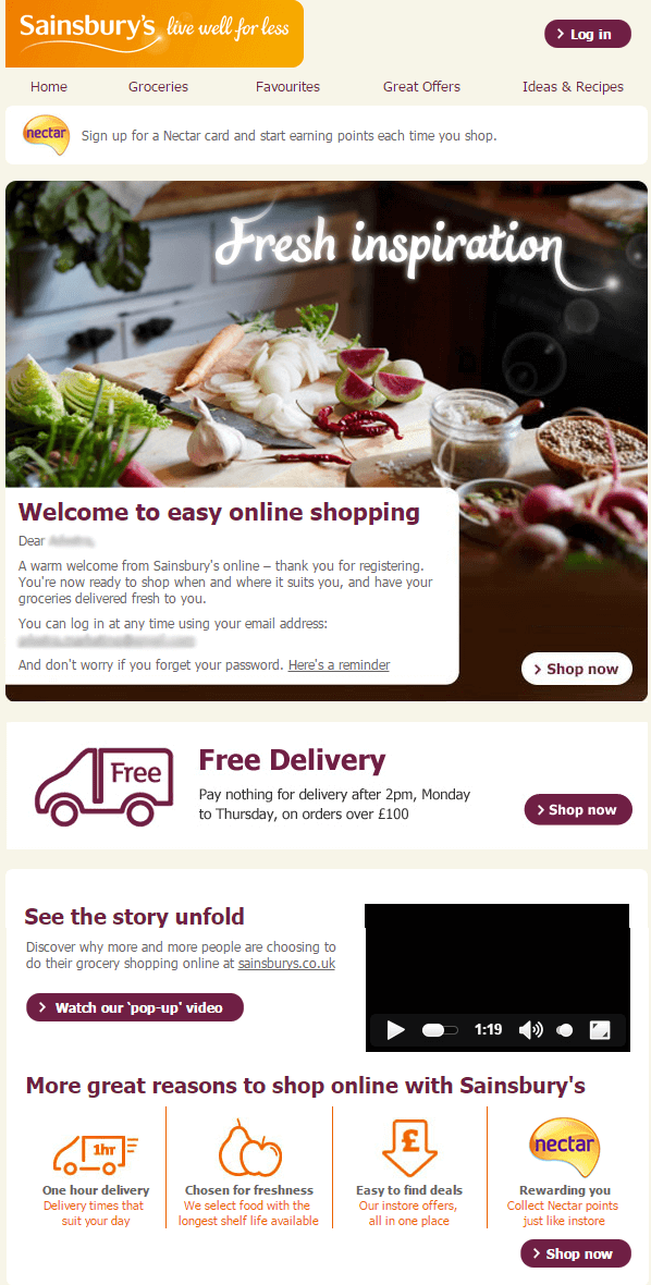 sainsburys - Welcome Emails