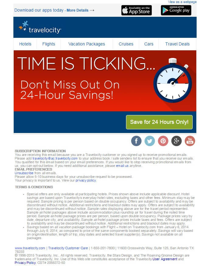 2015 Travelocity email