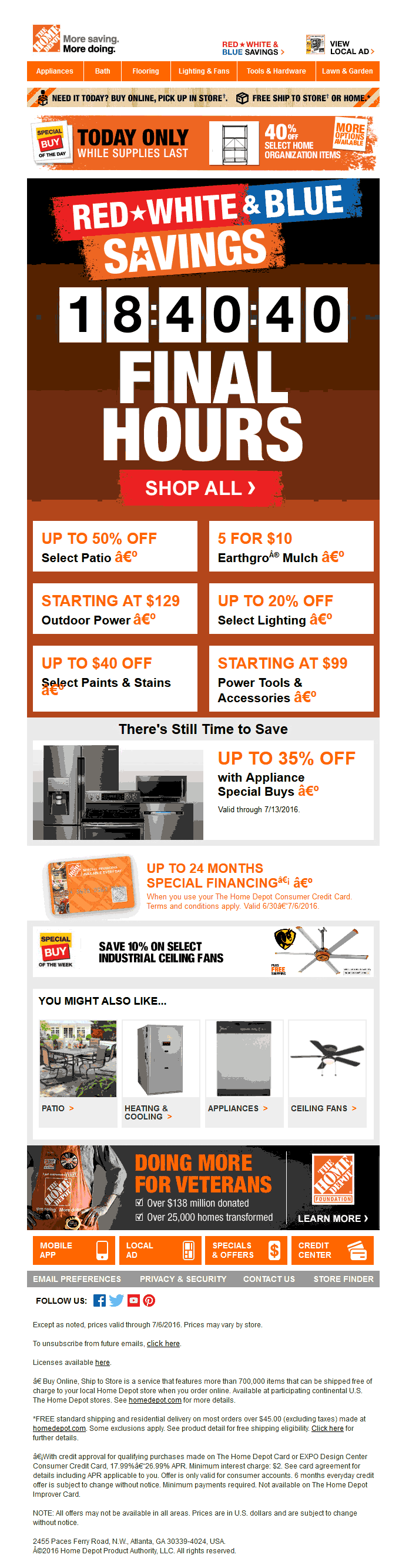 home depot 2016 email