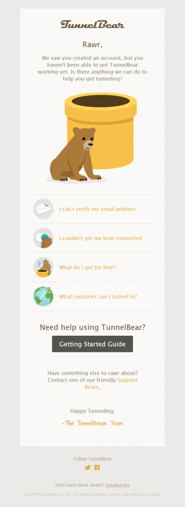 Tunnelbear Re-engagement Email