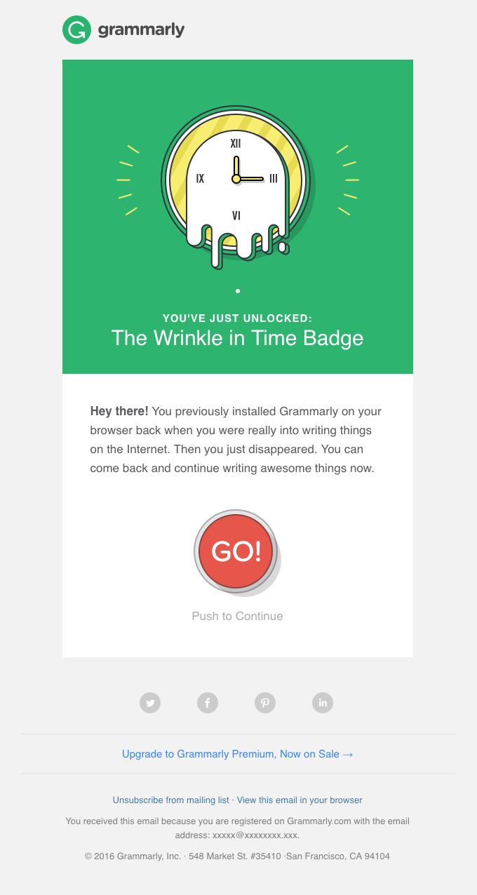 win back email campaign - Grammarly