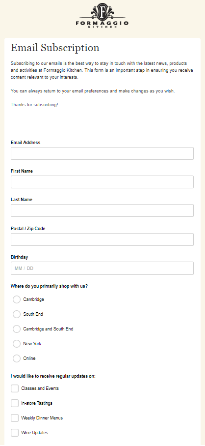 Email Subscriber Form