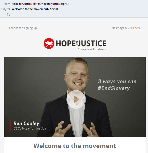 Hope for Justice email subject lines