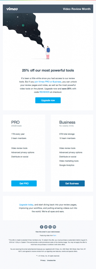 Vimeo retention stage email