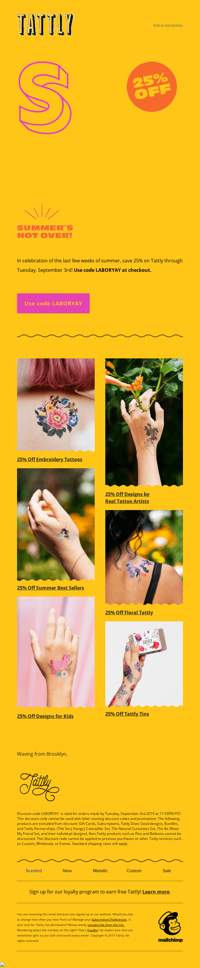 Tattly’s all-yellow Labor Day email
