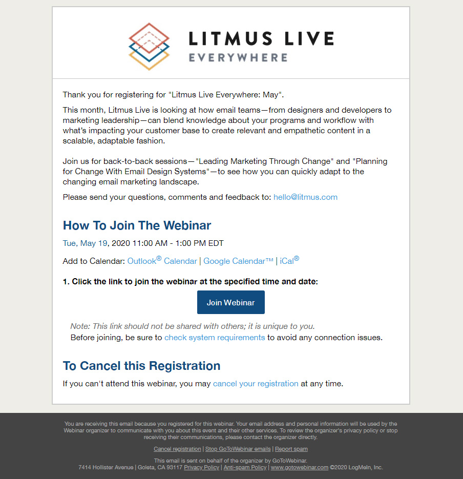 registration email template