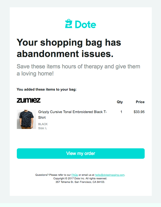 Cart Abandonment Email