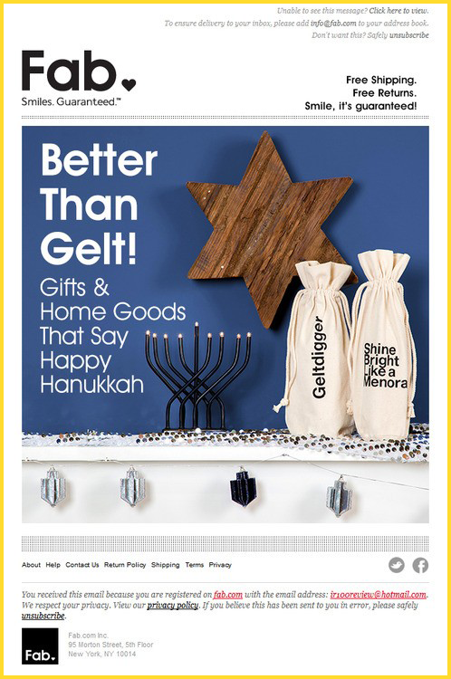 Hanukkah Holiday Email Template