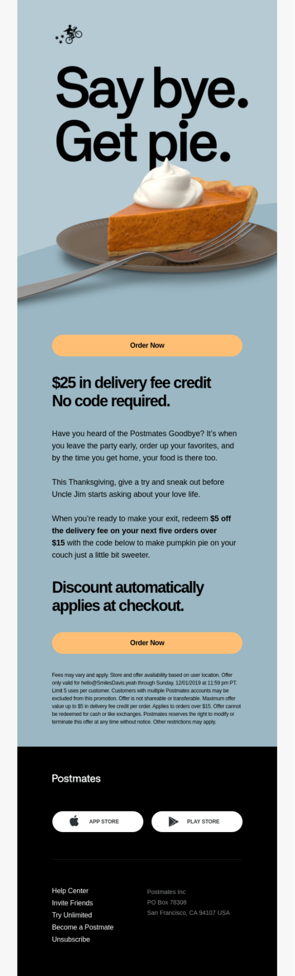 Postmates email template