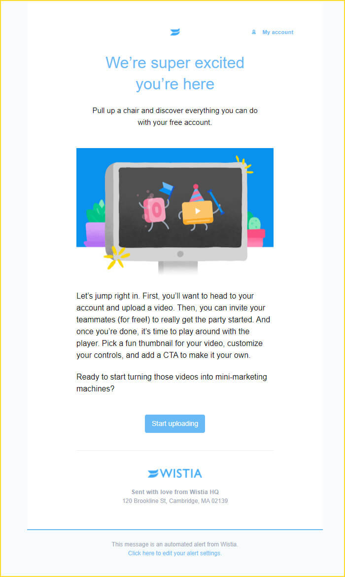 Wistia welcome email