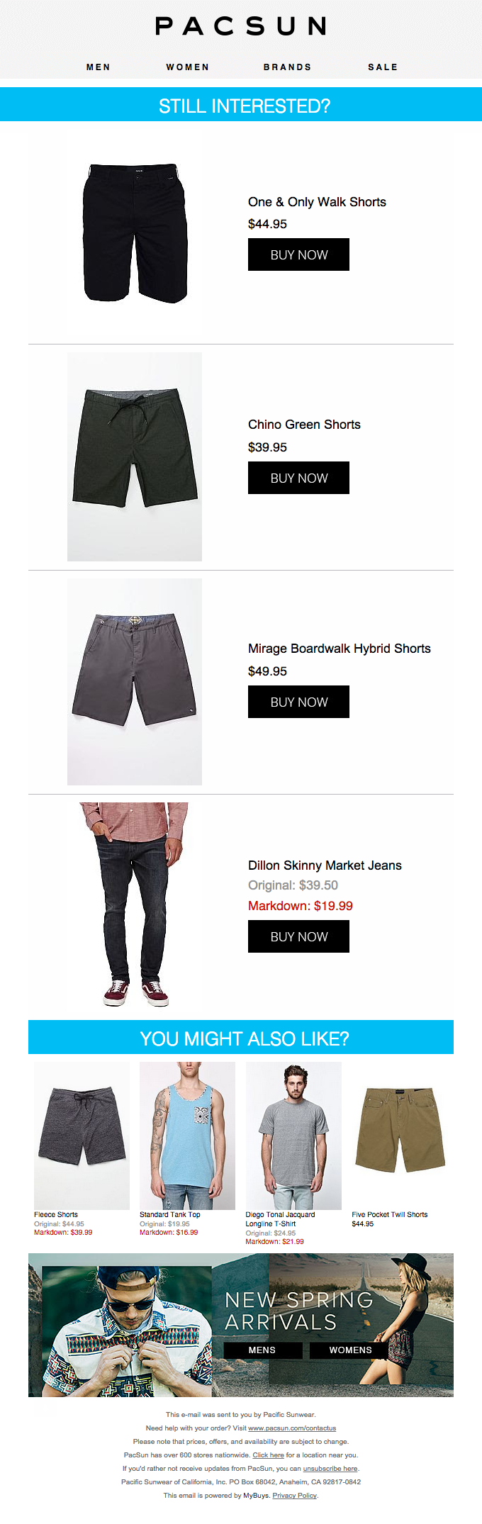 email template Pacsun