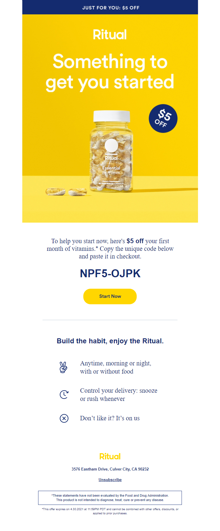 Timely email template from ritual