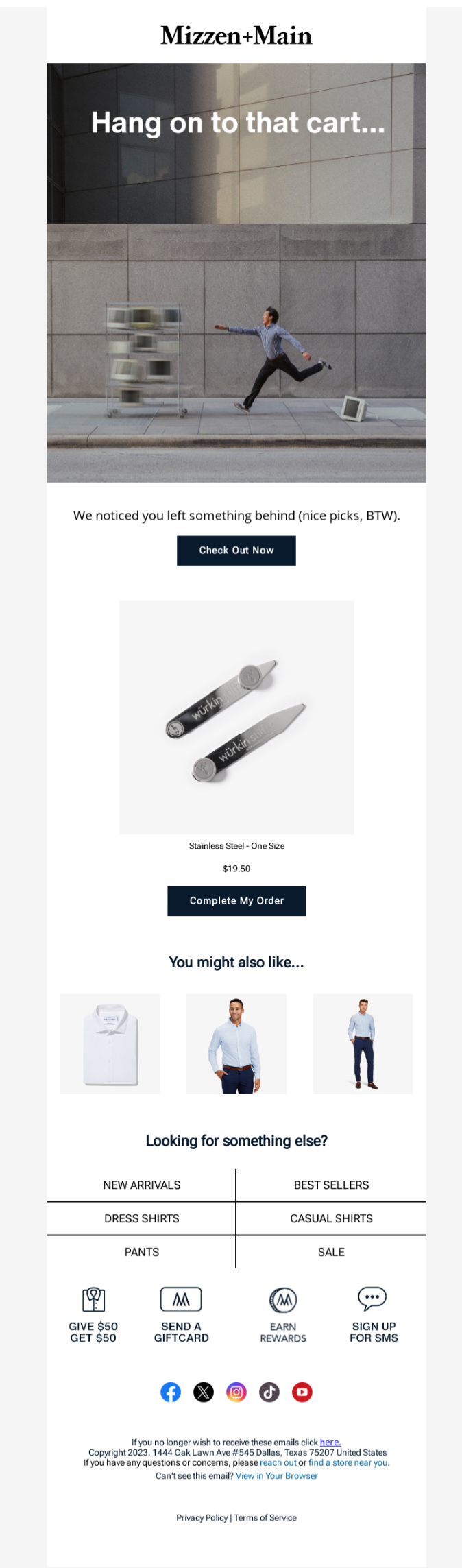 Mizzen+Main’s cart abandonment email