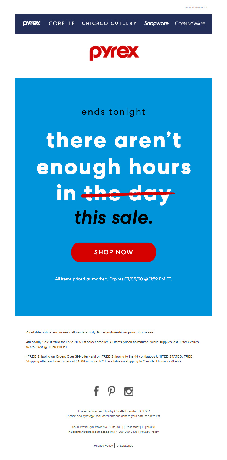 4th of July Email by Pyrex