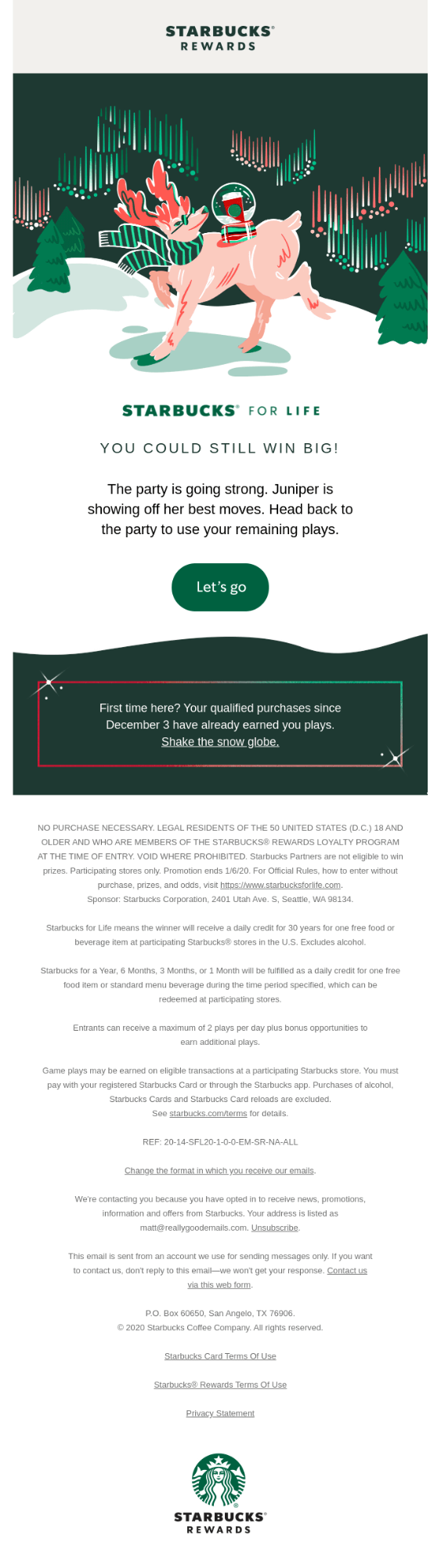 Starbucks holiday email