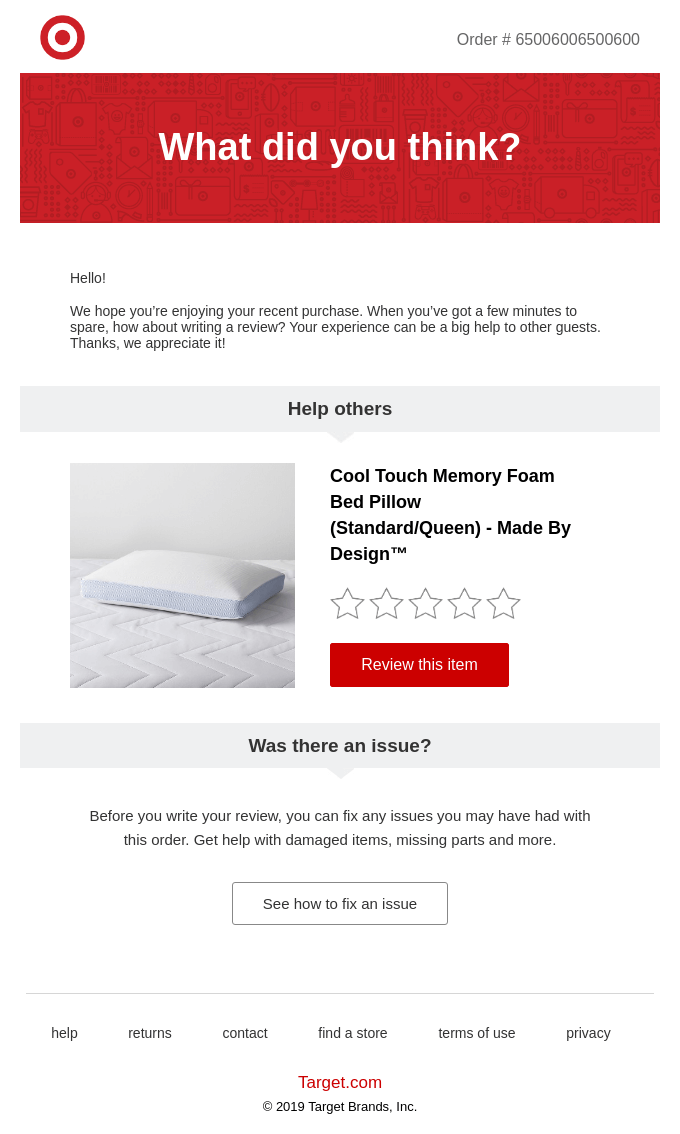 Post-purchase Emails by target.com