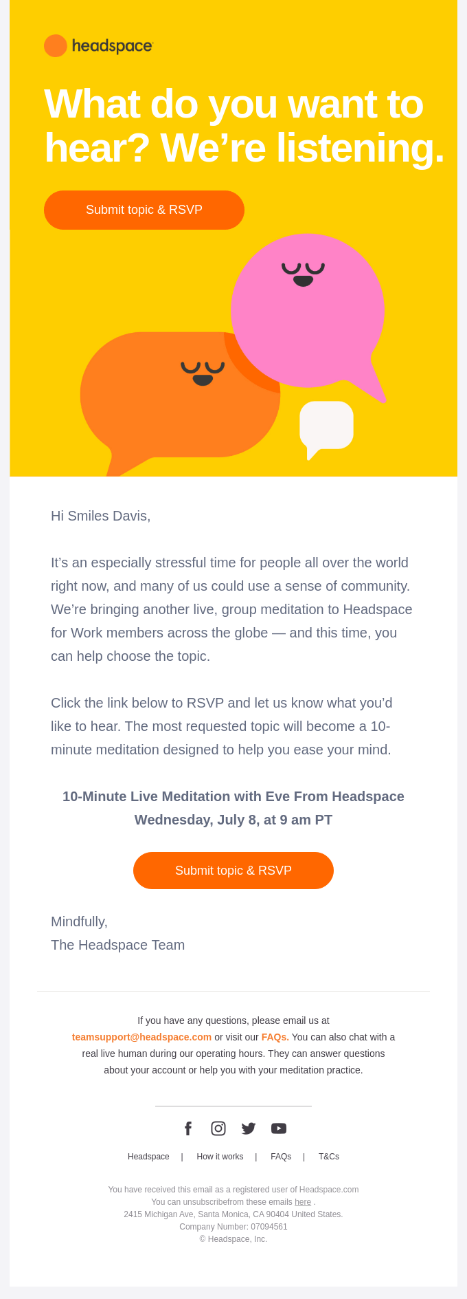headspace personalized email