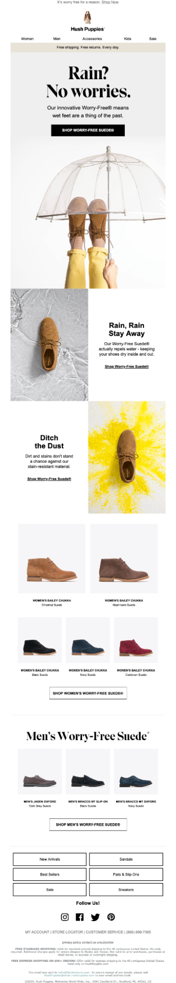 Hush Puppies monsoon email templates