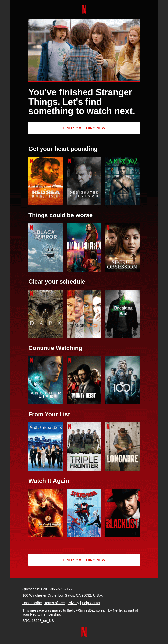Netflix personalized email template
