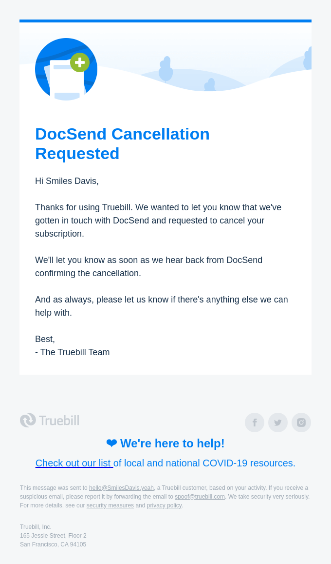 confirmation email from DocSend 