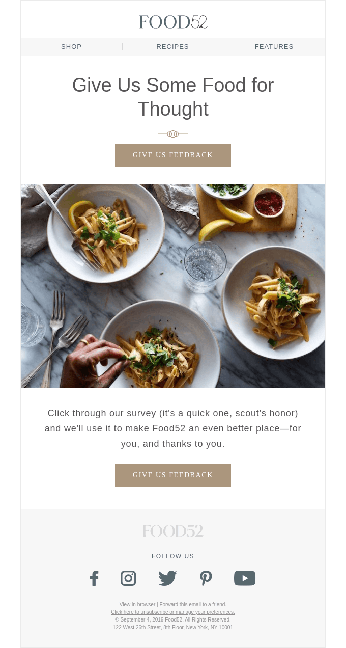 Food52 Follow up email