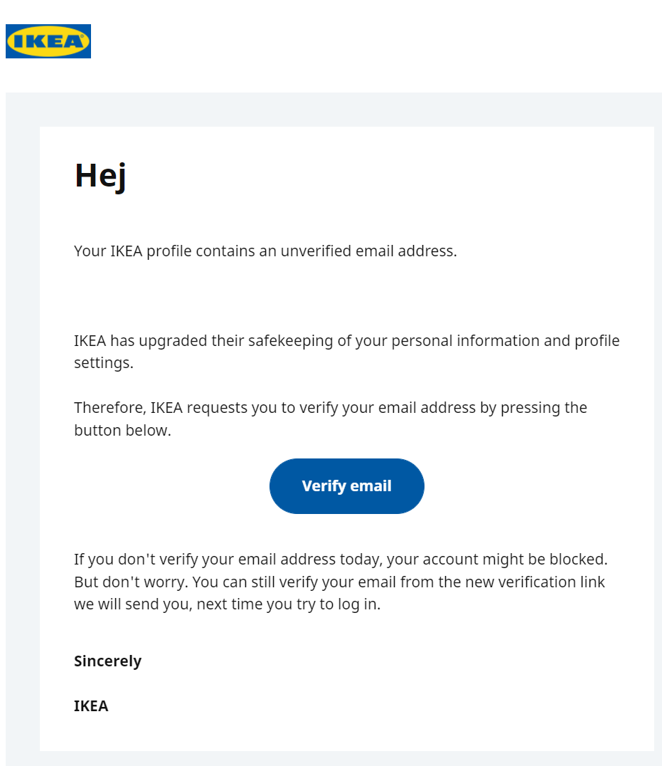 IKEA permission email