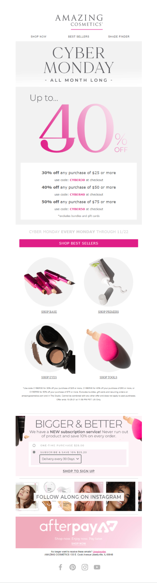 Amazing Cosmetics
Cyber Monday email template
