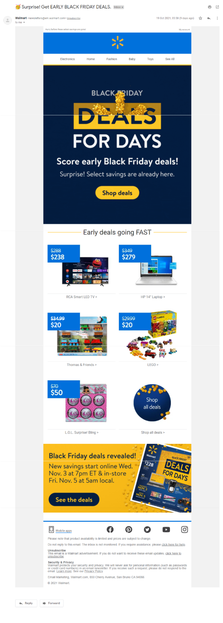 Walmart Black Friday deals email template