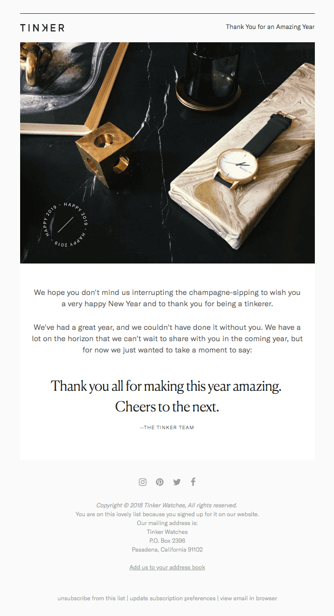 Tinker thank you email