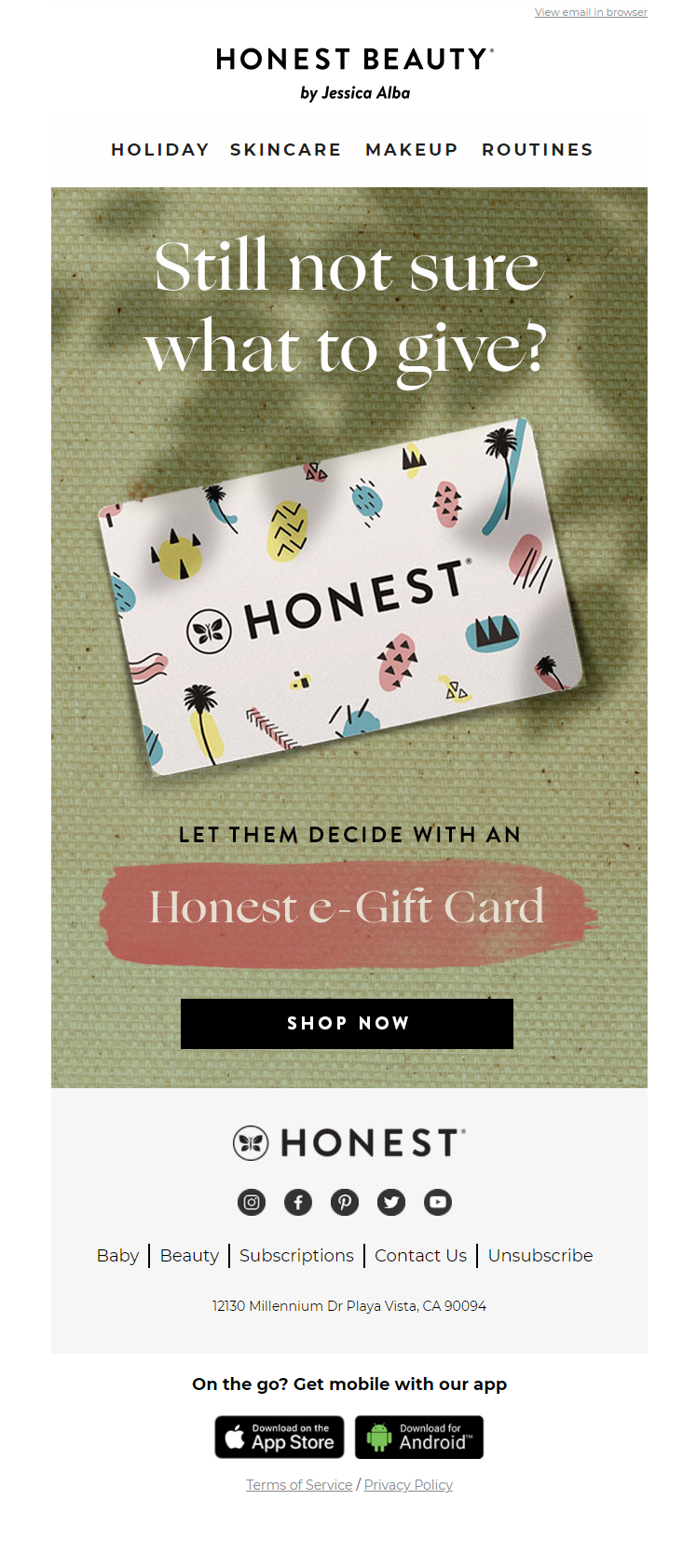The Honest Company email template